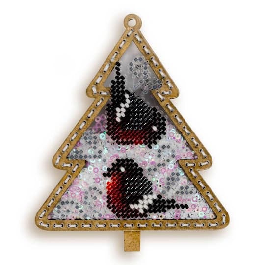 Wonderland Crafts Bird Tree Christmas Ornament Bead Embroidery Kit